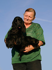 Image showing senior woman and cocker