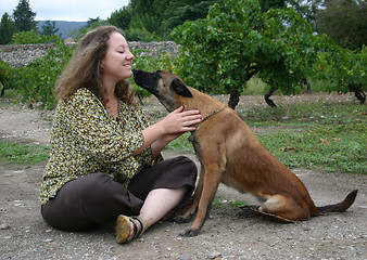 Image showing malinois and girl