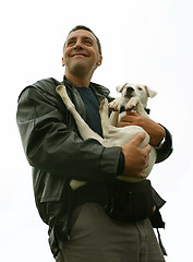 Image showing jack russel terrier and man