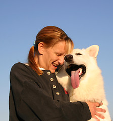 Image showing Swiss shepherd and woman