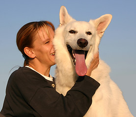 Image showing Swiss shepherd and woman