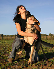 Image showing german shepherd and  girl