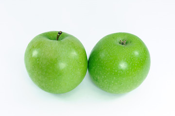 Image showing Green apples on a white