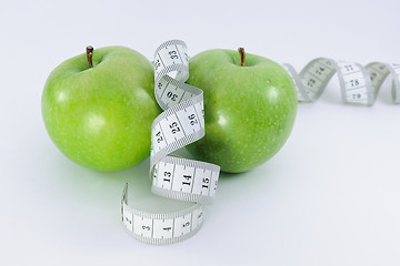 Image showing Apples with  measurement tape