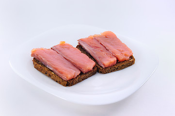 Image showing Sandwiches with red fish