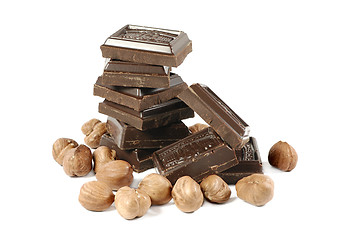 Image showing Chocolate in bars with nuts