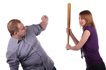 Image showing Young man and girl joking