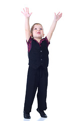 Image showing Little boy move hands up