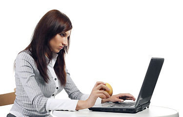 Image showing Tired women sitting with computer