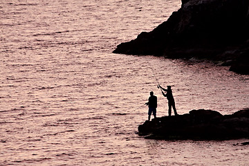 Image showing Two men fishing