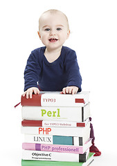 Image showing child with programming books