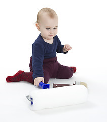 Image showing young child with painters equipment