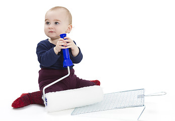 Image showing young child with painters equipment