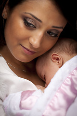 Image showing Attractive Ethnic Woman with Her Newborn Baby