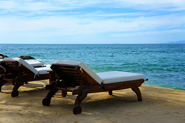 Image showing Chairs at the beach