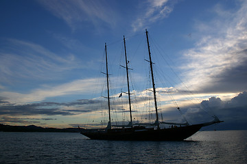 Image showing sailing boat in the evening