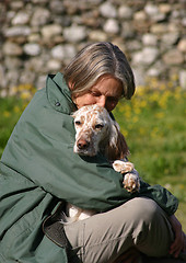 Image showing senior woman and english setter