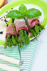 Image showing Asparagus with speck