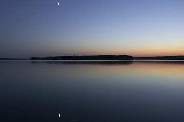 Image showing sunset and moom on the sea