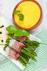 Image showing Asparagus with speck