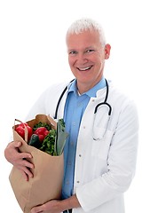 Image showing Doctor with  vegetables in a bag