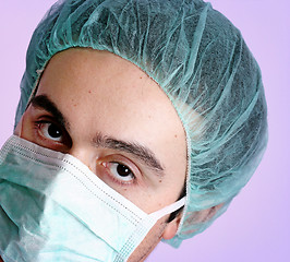 Image showing Portrait of a young doctor with stethoscope.