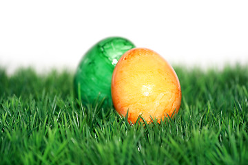 Image showing Yellow and Green Easter Egg