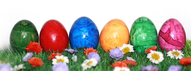 Image showing Easter banner with colorful eggs