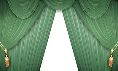 Image showing Green curtain of a theater