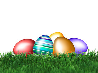 Image showing Easter Eggs in green grass