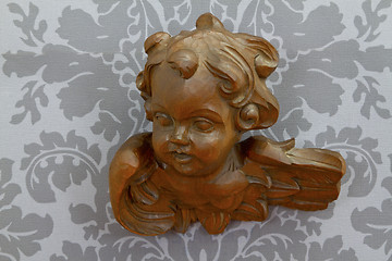 Image showing Carved wooden angel