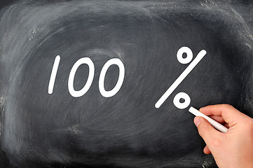 Image showing Writing 100 percent on a blackboard