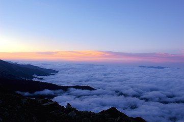 Image showing Cloudscape on the top of mountains