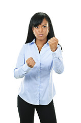 Image showing Young woman ready to fight