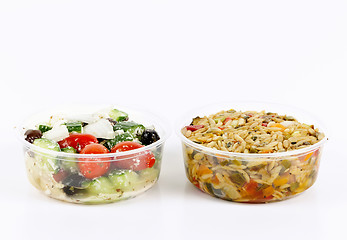 Image showing Prepared salads in takeout containers