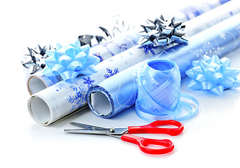 Image showing Christmas wrapping paper rolls