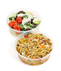 Image showing Prepared salads in takeout containers