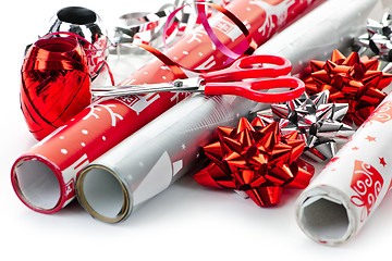 Image showing Christmas wrapping paper rolls
