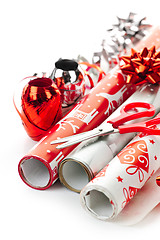 Image showing Christmas wrapping paper rolls