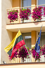 Image showing Lithuania and European Union flag hanging 
