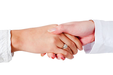 Image showing Business ladies handshaking