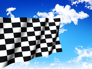 Image showing Checkered Flag over a sky background