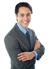 Image showing Charming young businessman posing in style