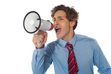 Image showing Businessman with megaphone