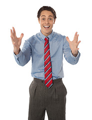 Image showing Excited male executive posing