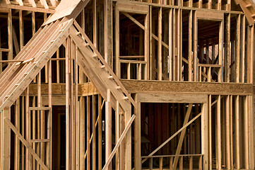 Image showing Part of a house in the framing phase of construction