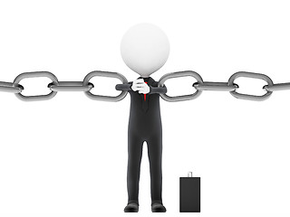 Image showing Link. Businessman restrains break the chain on white background 