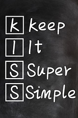 Image showing Acronym of kiss for Keep it super simple