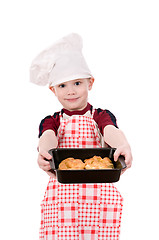Image showing boy in chef's hat with baking
