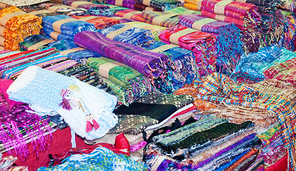 Image showing scarves and fabric for sale